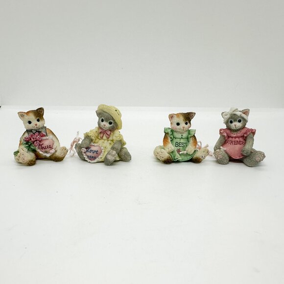 Vtg Calico Kittens Enesco Cats Figurine Linked True Love Wedding Anniversary - Picture 6 of 6